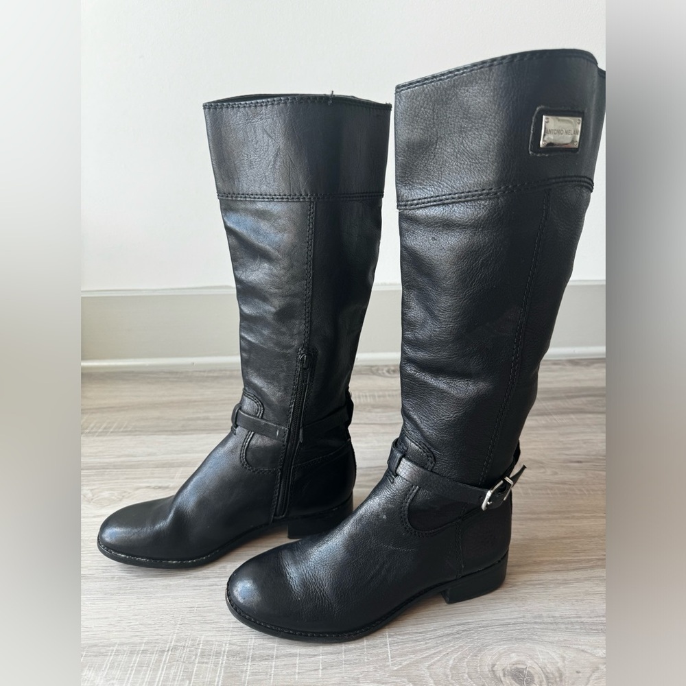 OBO Antonio Melani Black Leather Fall Riding Boots - Size 7 - Picture 3 of 3